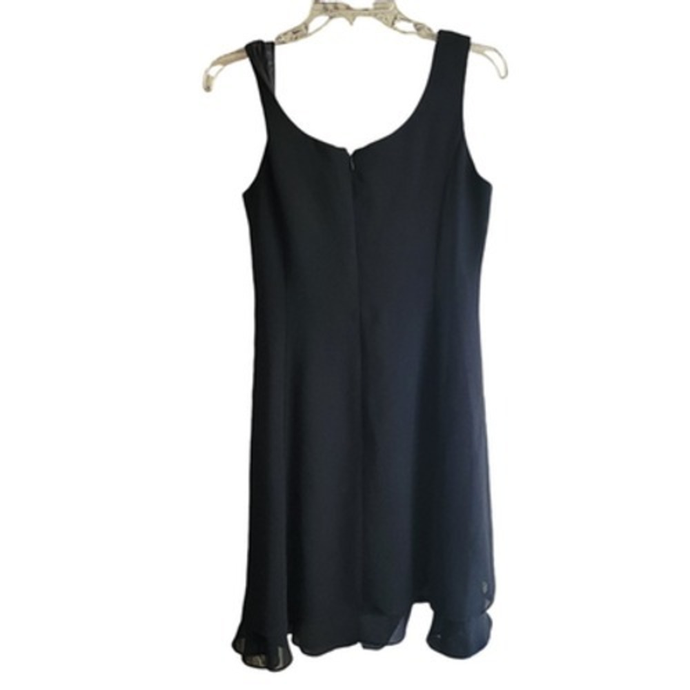 KS Little Black Dress Size 6P Sleeveless Lined Knee Back Zipper Ruffle Goth Y2k - Picture 4 of 8